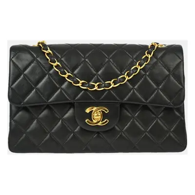 Chanel Black Lambskin Small Classic Double Flap Shoulder Bag