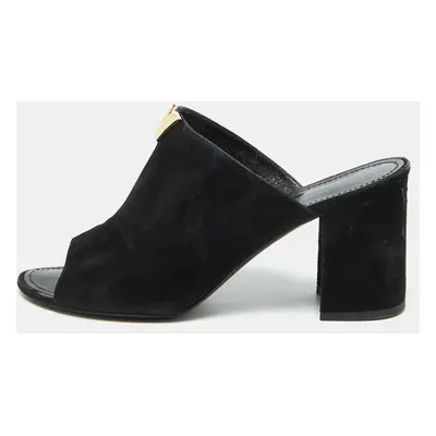 Louis Vuitton Black Suede Bahiana Block Heel Mules Size