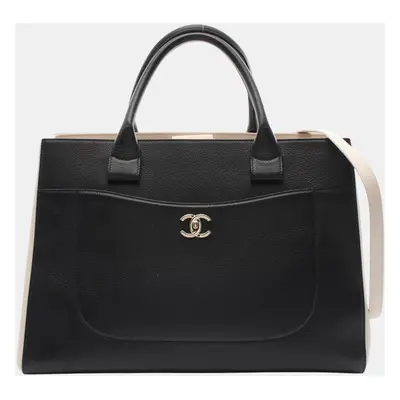 Chanel Leather Black Beige Neo Executive Tote Bag