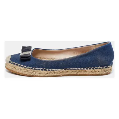 Salvatore Ferragamo Blue Denim Mandy Espadrille Flats Size 40.5