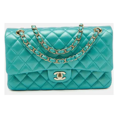 Chanel Turquoise Blue Quilted Leather Classic Double Flap Bag