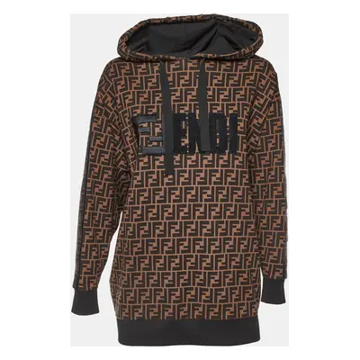 Fendi Brown FF Logo Print Cotton Hooded Sweatshirt