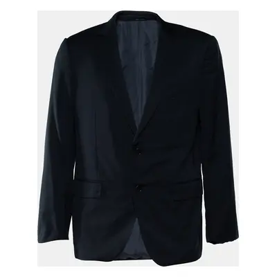 Ermenegildo Zegna Dark Blue Wool Button Front Blazer