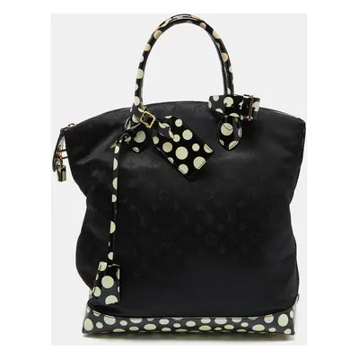 Louis Vuitton Black Monogram Satin Yayoi Kusama Dots Infinity Lockit Vertical MM Bag