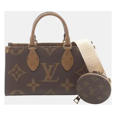 Louis Vuitton Brown Coated Canvas Monogram Giant Reverse On The Go EW Handbag