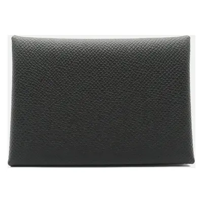 Hermes Black Leather Calvi Card Case