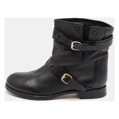 Chloe Black Leather Buckle Detail Ankle Boots Size 38.5