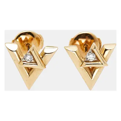 Louis Vuitton LV Volt Diamond 18k Yellow Gold Earrings