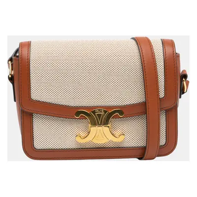 Celine Beige/Brown Teen Canvas Triomphe Crossbody