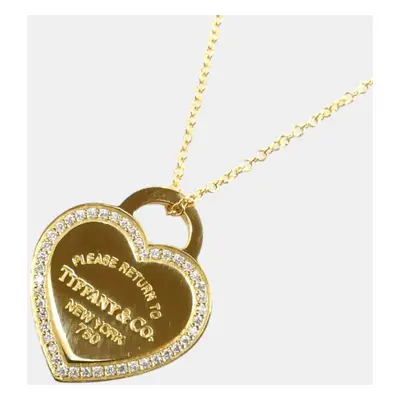 Tiffany & Co. 18K Yellow Gold Return to Tiffany Diamond Heart Tag Pendant Necklace