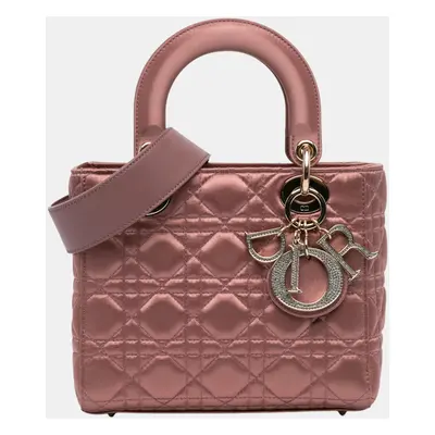 Dior Pink Small Satin Cannage Swarovski Lady Dior