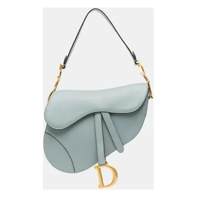 Dior Blue Medium Leather Saddle Bag