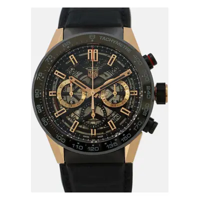 Tag Heuer Skeleton 18k Rose Gold Carrera Automatic Men's Wristwatch mm