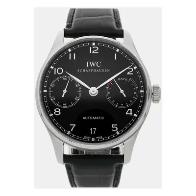 IWC Black Stainless Steel Portuguese IW5001-09 Automatic Men's Wristwatch mm