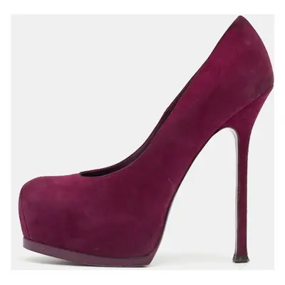 Saint Laurent Purple Suede Tribtoo Pumps Size