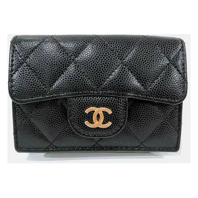 Chanel Black Caviar Skin Small Flap Wallet AP0230