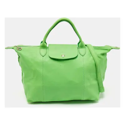 Longchamp Green Leather Le Pliage Tote