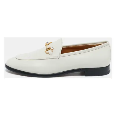 Gucci White Leather Jordaan Slip On Loafers Size