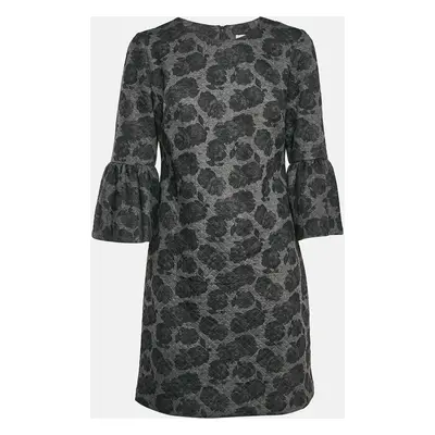 Calvin Klein Grey Floral Print Cotton Blend Quilted Shift Dress