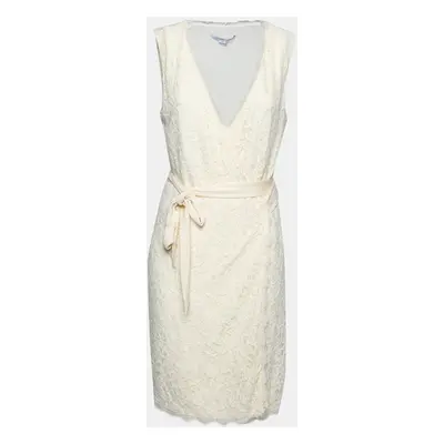 Diane Von Furstenberg Cream Lace Wrap Dress