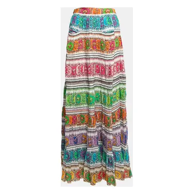 Roberto Cavalli Multicolor Printed Cotton Maxi Skirt