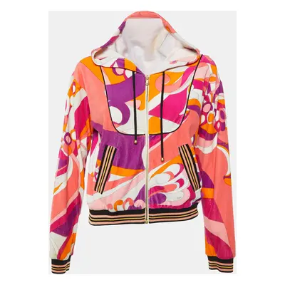 Emilio Pucci Multicolor Printed Velvet Zip Up Bomber Jacket