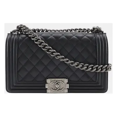 Chanel Black Leather Boy Chain Shoulder Bag