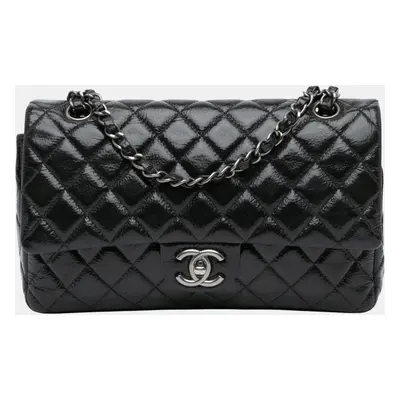 Chanel Black Medium Classic Distressed Patent Double Flap