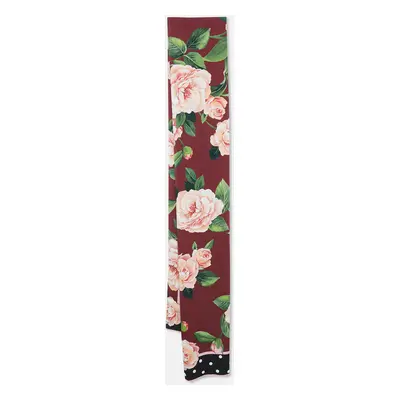 Dolce & Gabbana Exclusive Burgundy Rose Print Silk Scarf