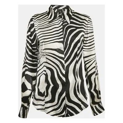 Just Cavalli Black/White Zebra Print Satin Silk Shirt