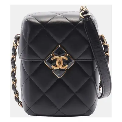 Chanel Black Lambskin Matelasse Box Shoulder Bag