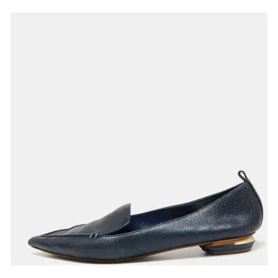 Nicholas Kirkwood Navy Blue Leather Beya Pointed-Toe Loafers Size