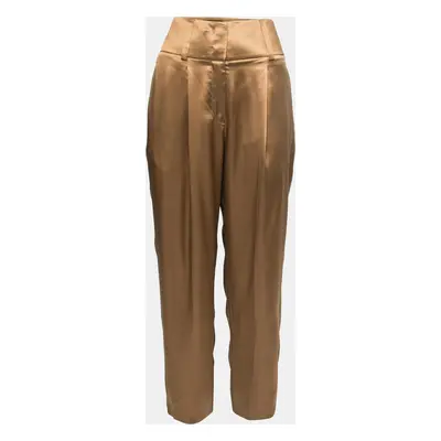 Givenchy Brown Silk Satin Pleated Trousers