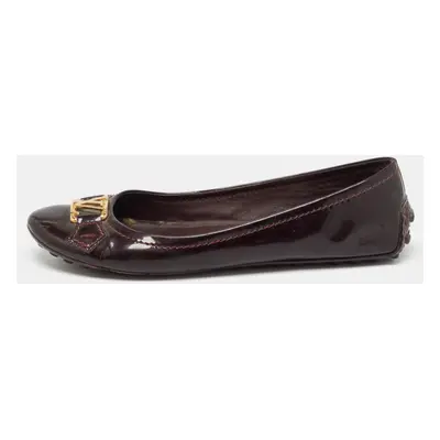 Louis Vuitton Burgundy Patent Leather Oxford Ballet Flats Size 36.5