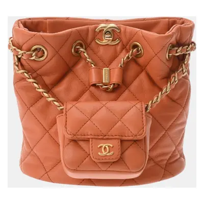 Chanel Orange Leather Matelasse Backpack