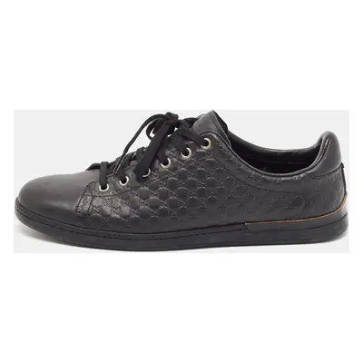 Gucci Black Microguccissima Leather Low Top Sneakers Size 40.5