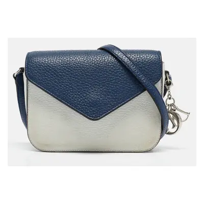 Dior Two Tone Blue Leather Diorissimo Promenade Envelope Pouch Crossbody Bag