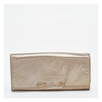 Tod's Metallic Gold Textured Leather Continental Wallet