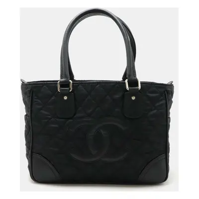 Chanel Black Leather Matelasse Coco Mark Tote Bag A33100