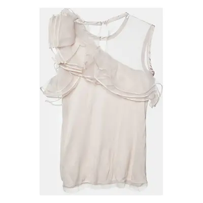 Valentino T-Shirt Couture Pale Pink Jersey & Mesh Ruffled Top