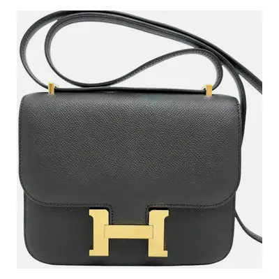 Hermes Black Leather Constance Mini Shoulder Bag