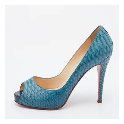 Christian Louboutin Blue Python Very Prive Platform Pumps Size