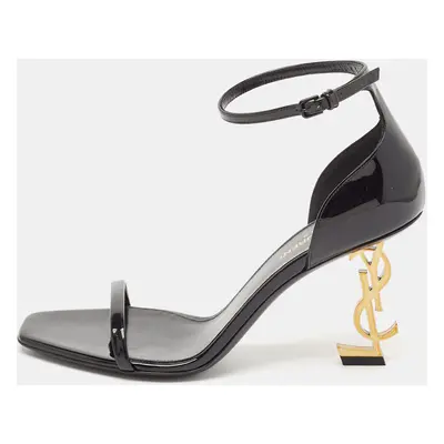 Saint Laurent Black Patent Leather Opyum Sandals Size 38.5