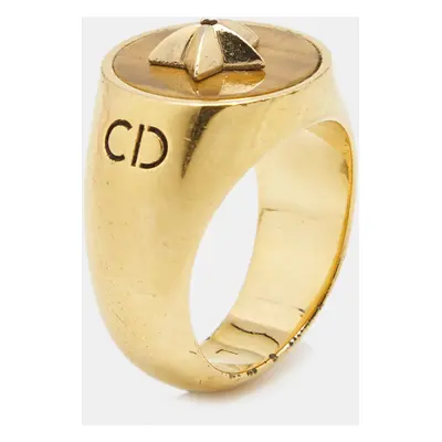 Dior CD Tigers Eye Gold Tone Ring Size