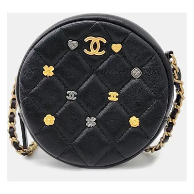 Chanel charm decorated round mini Crossbody bag