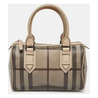 Burberry Beige Smoked Check PVC and Leather Chester Boston Bag