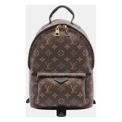 Louis Vuitton Coated Canvas Leather Monogram Brown Black Palm Springs Pm Backpack Bag