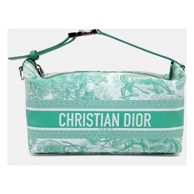 Dior Green White Fabric Dioliviera Travel Nomad Medium Pouch