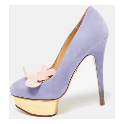 Charlotte Olympia Lavender Suede Dolly Platform Pumps Size