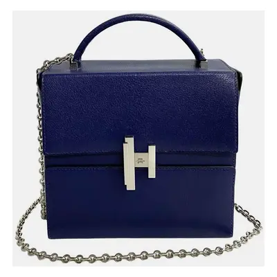 Hermes Navy Blue Leather Chevre Cinetic Handbag